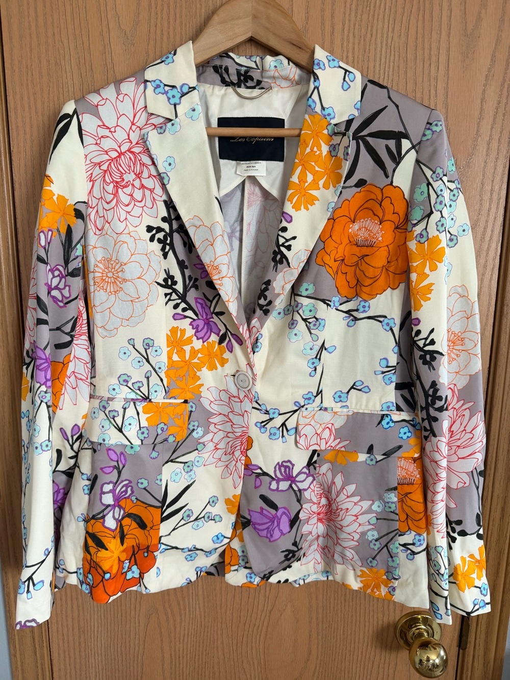 Les Copains Vintage Colorful Floral Print Business Casual Blazer Women’s Size M
